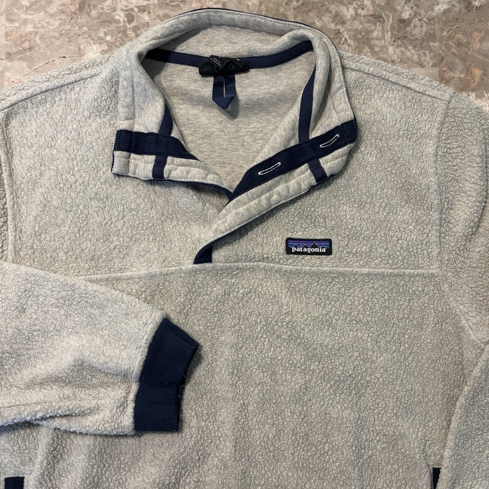 Patagonia Shearling Sweater Mens Large Oatmeal Button Pullover Fleece 26140